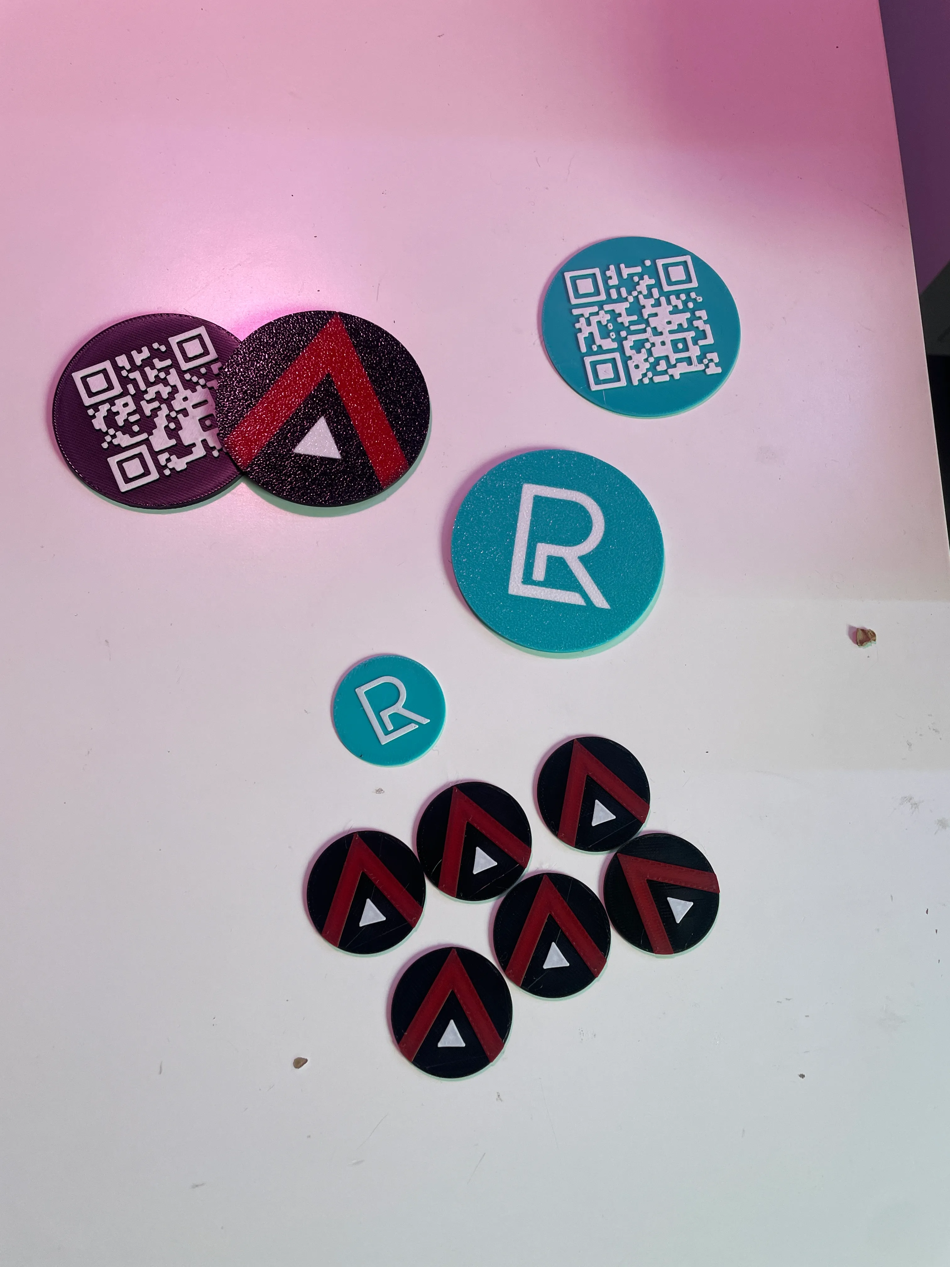 3D-printed business cards with embossed logo and integrated QR code